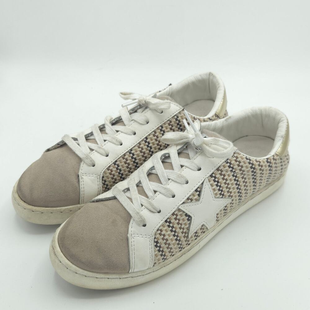 Vintage Havana Carla Tweed Multi Mix  Women's Size 8.5 Beige Star Sneakers